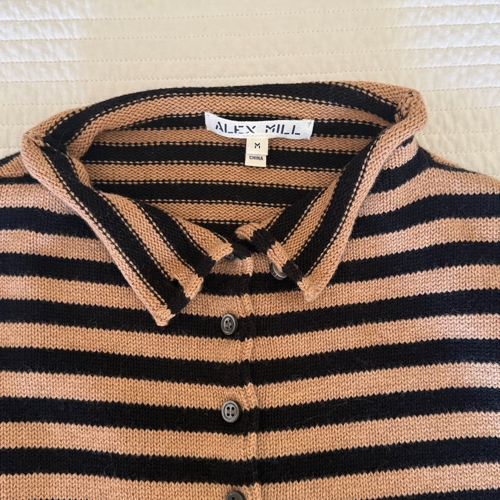 Alex Mill Black and Tan Striped Cardigan - Picture 5 of 7